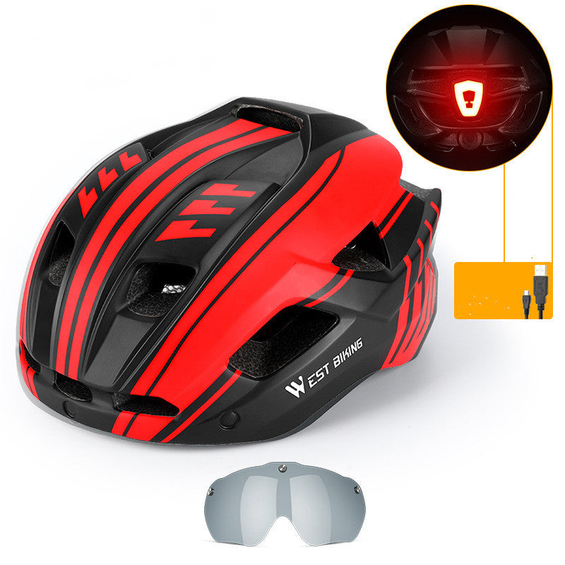 Mountain Road Bike Helmet with Goggles & USB Light