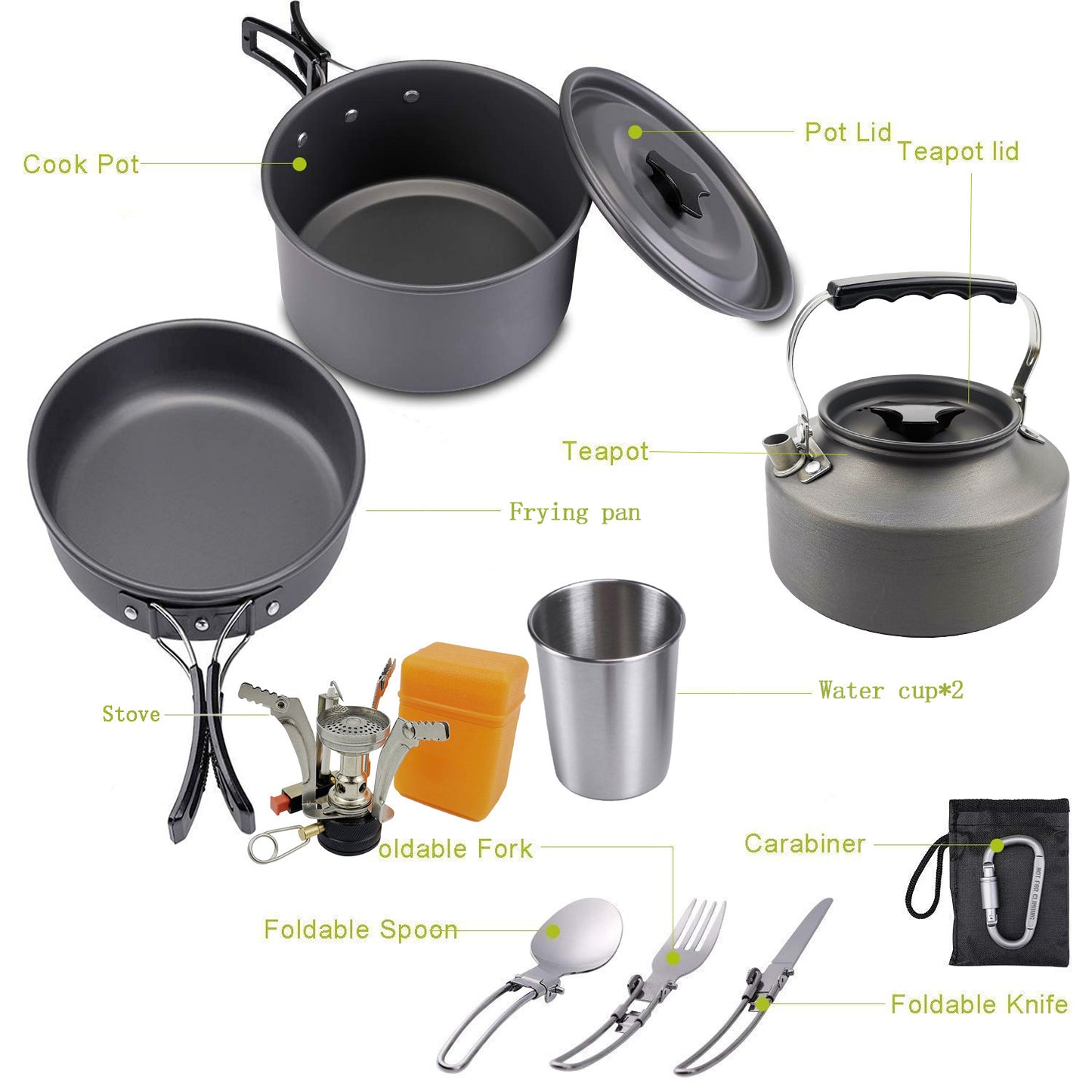 Mess Kit with Tea Kettle, Utensils, AND STOVE!