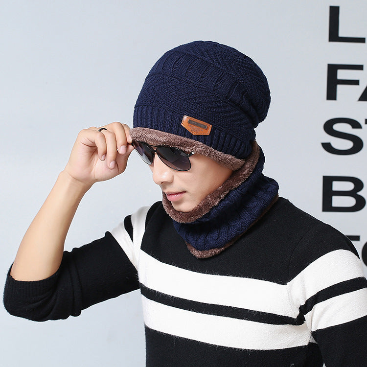 Men's knitted hat with woolen cap