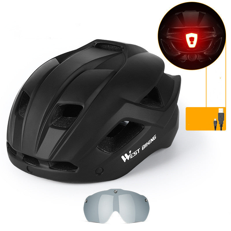 Mountain Road Bike Helmet with Goggles & USB Light