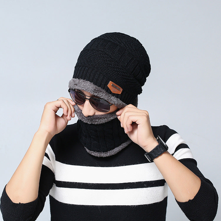 Men's knitted hat with woolen cap