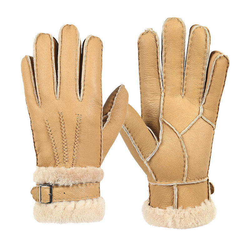 Men's Real Sheepskin Wool Fleece Gloves