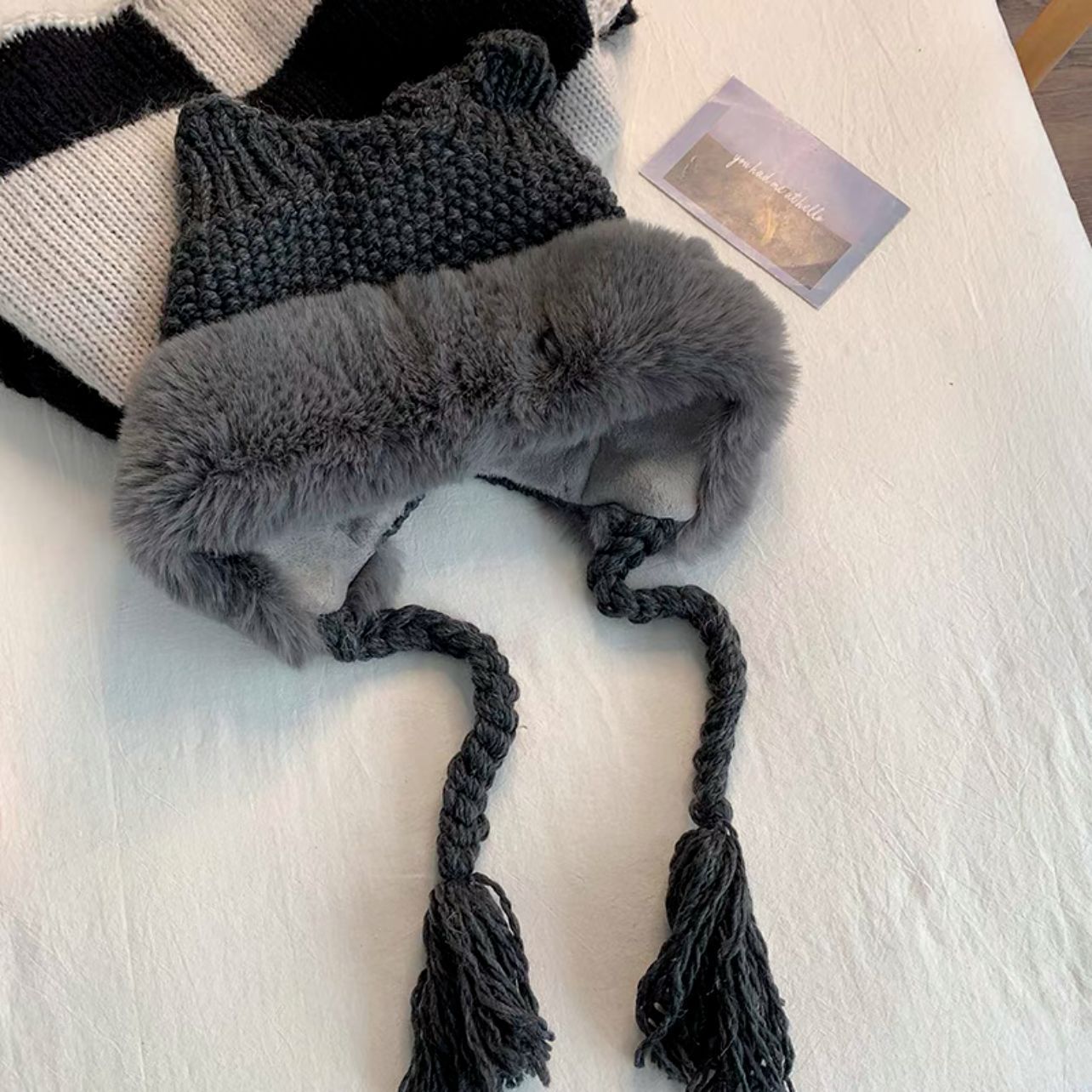 Cute Cat Ears Plush Knitted Hat