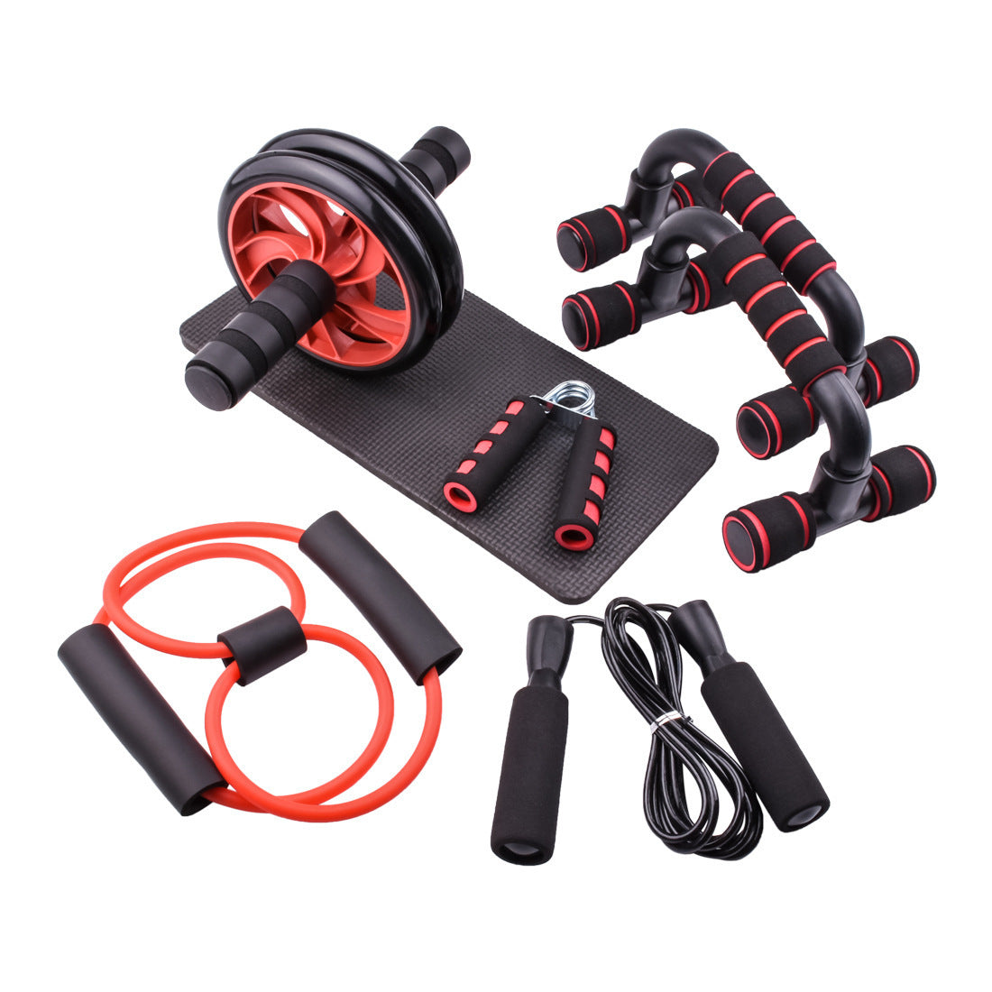 Fitness Equipment - incl Ab Roller, Push up,Jump rope, stretch band