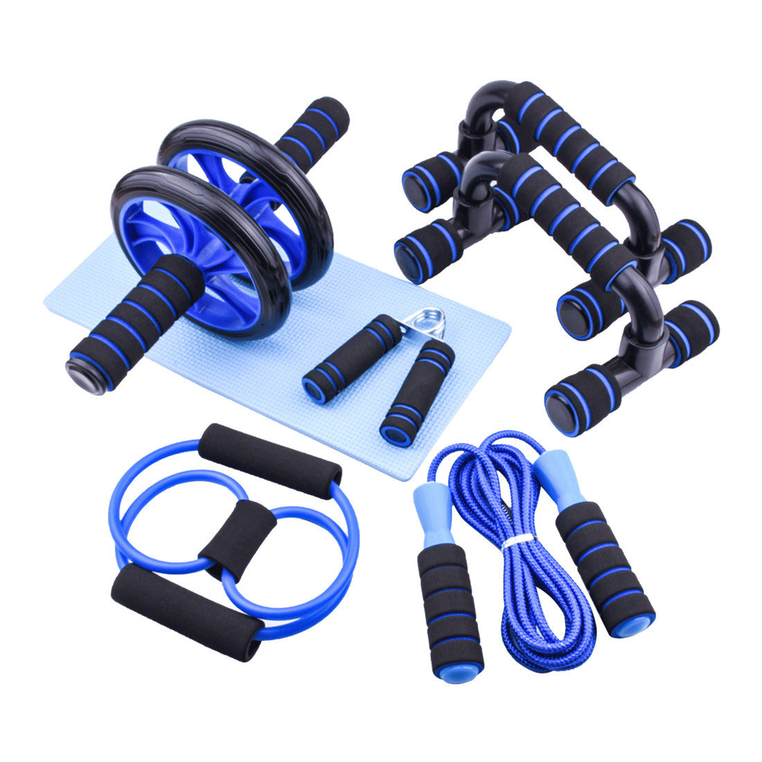 Fitness Equipment - incl Ab Roller, Push up,Jump rope, stretch band