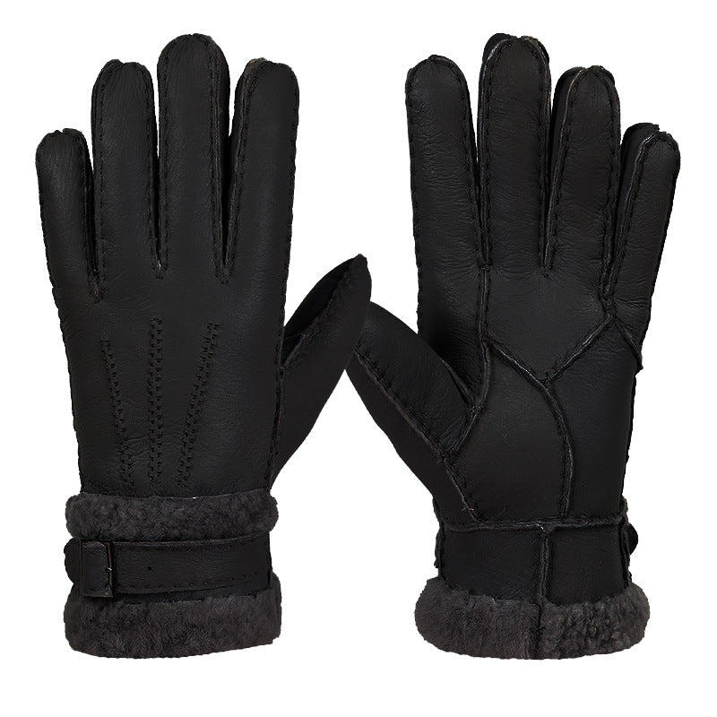 Men's Real Sheepskin Wool Fleece Gloves