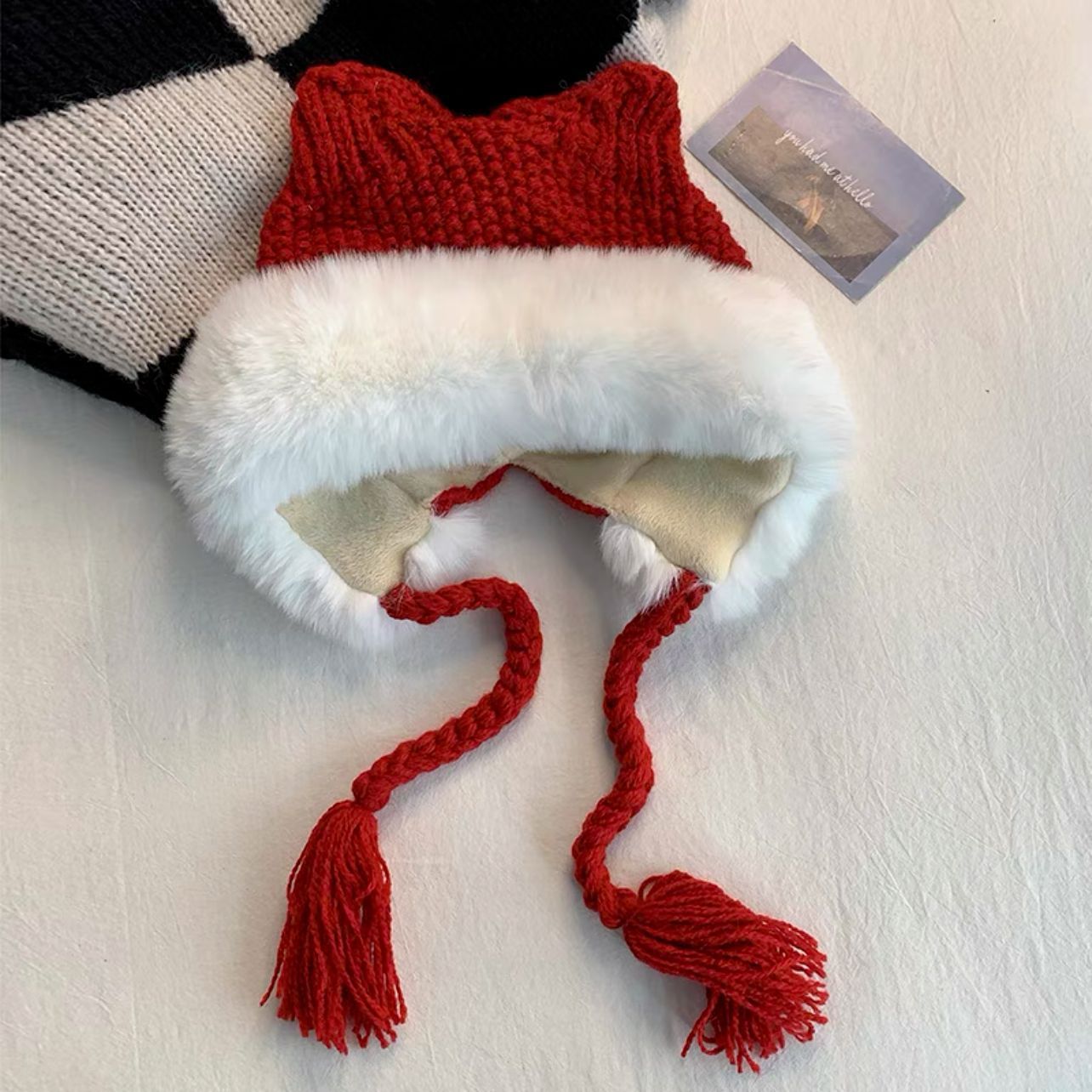 Cute Cat Ears Plush Knitted Hat