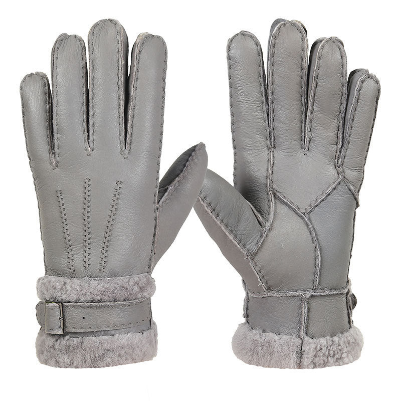 Men's Real Sheepskin Wool Fleece Gloves