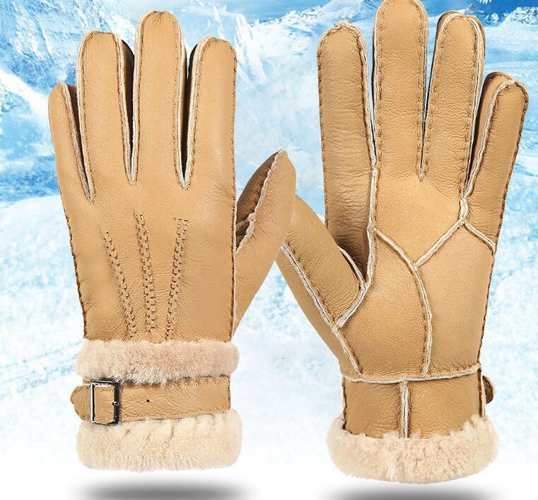 Men's Real Sheepskin Wool Fleece Gloves