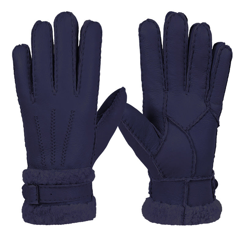 Men's Real Sheepskin Wool Fleece Gloves