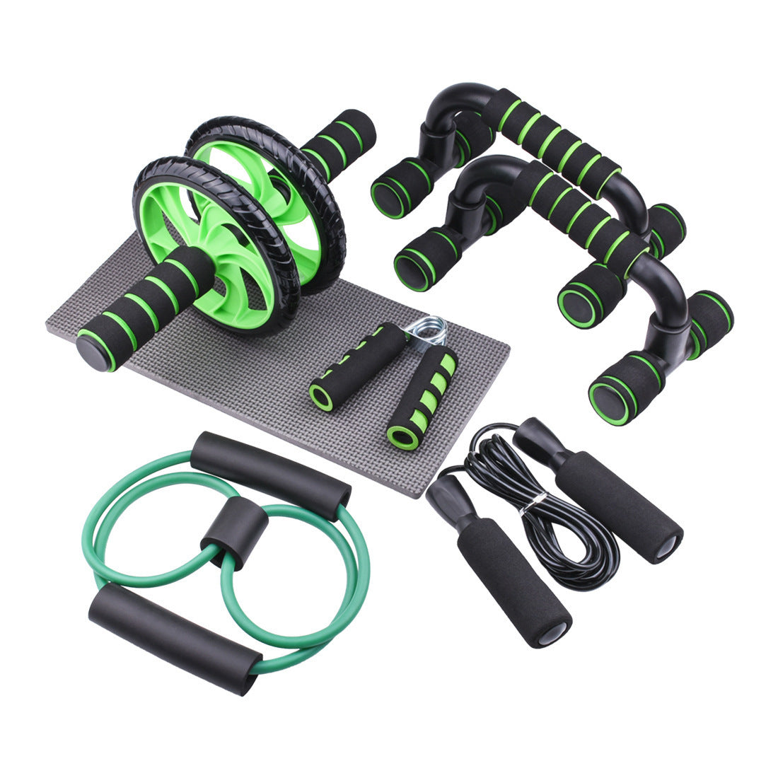 Fitness Equipment - incl Ab Roller, Push up,Jump rope, stretch band