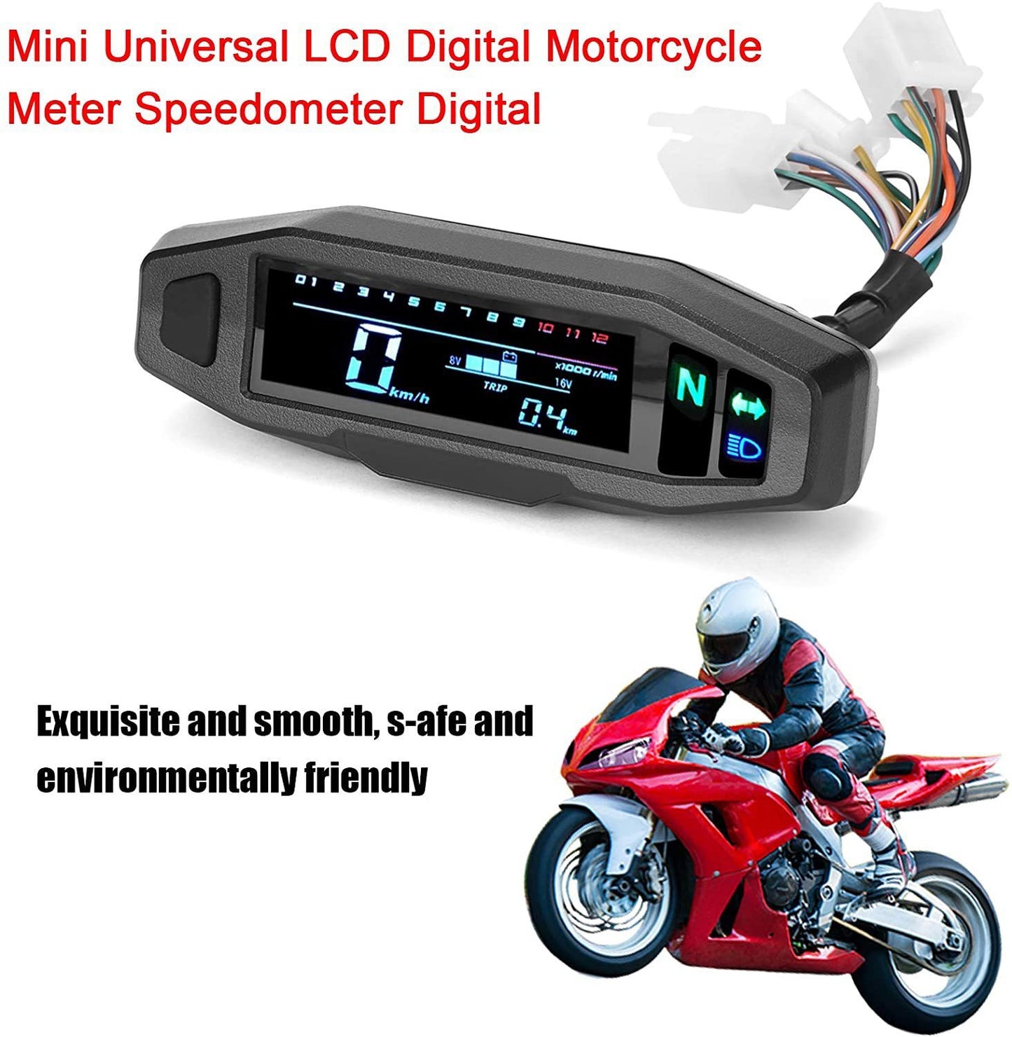 Motorcycle Mini Speedometer, Oil Gauge, LCD Display